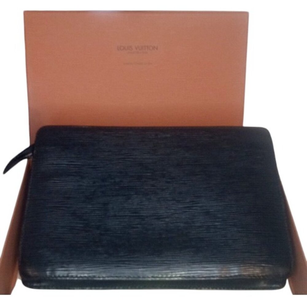 Louis Vuitton Black Epi Leather Clutch | box & tissue included